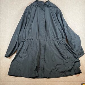 Ava & Viv Black 3x Water Resistant Raincoat With Hood & Mesh Liner